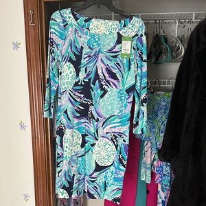 Lilly Pulitzer Blue and Green Long Sleeve Dress